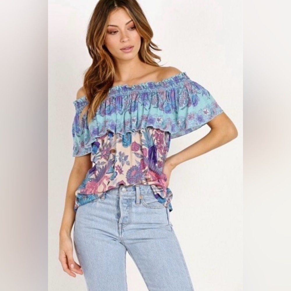 Spell & The Gypsy Collective – Siren Song Off-Shoulder Top – Mermaid Print – XS